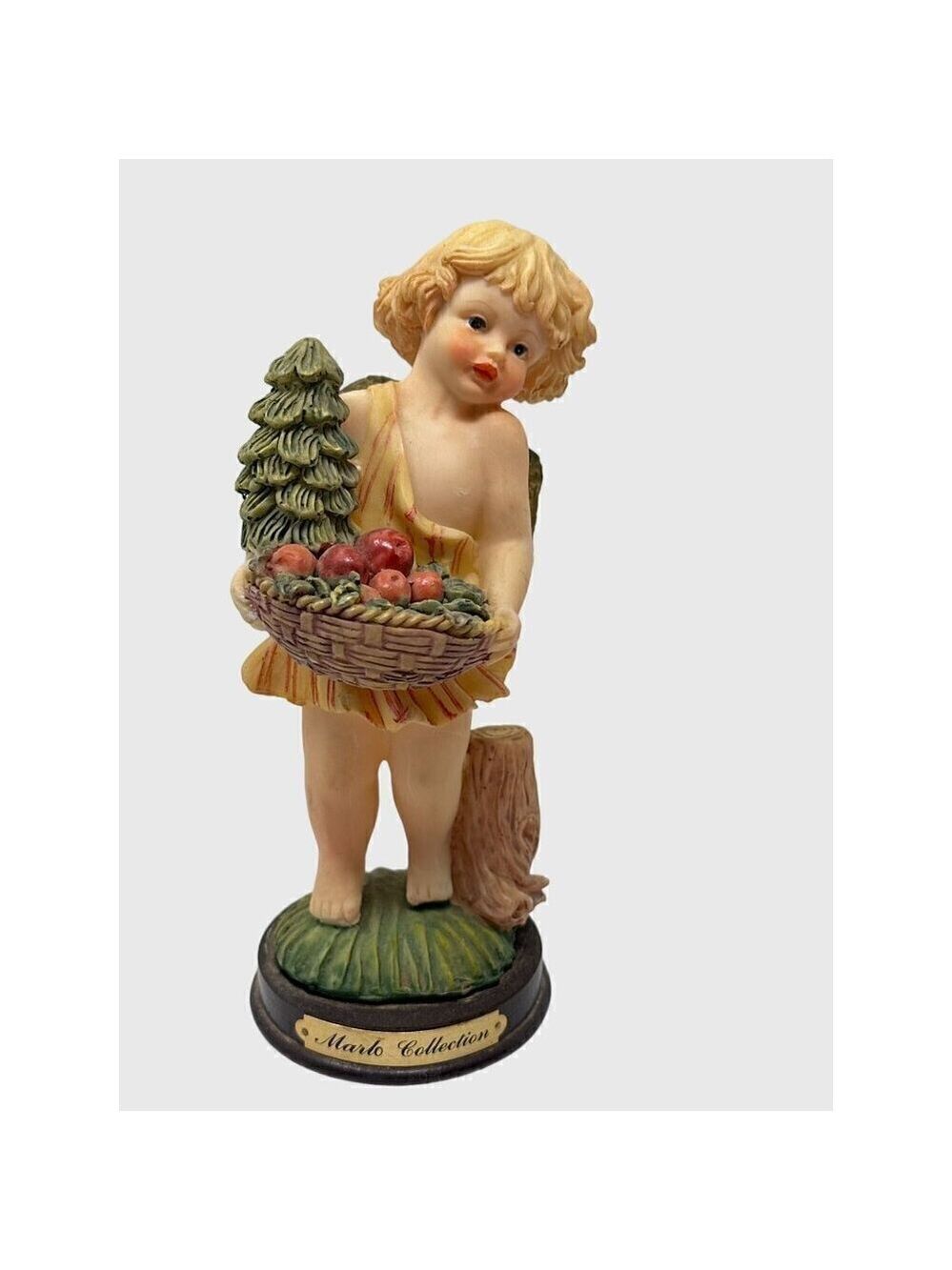 Victorian Christmas 6 Inch Angel Figurine Child Basket Fruit Tree Vintage Decor